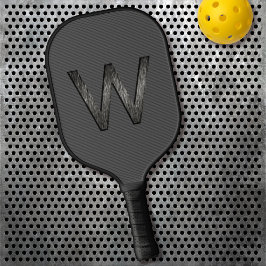 Palas De Pickleball Monograma simple y elegante negro gris personaliza