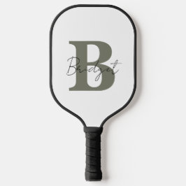 Palas De Pickleball Monograma simple y nombre Personalizable moderno