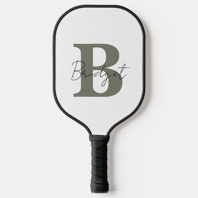 Palas De Pickleball Monograma simple y nombre Personalizable moderno (Anverso)