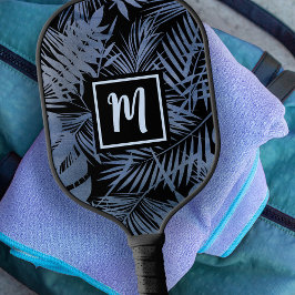 Palas De Pickleball Monograma tropical Marina de Palma Azul Ombre Negr