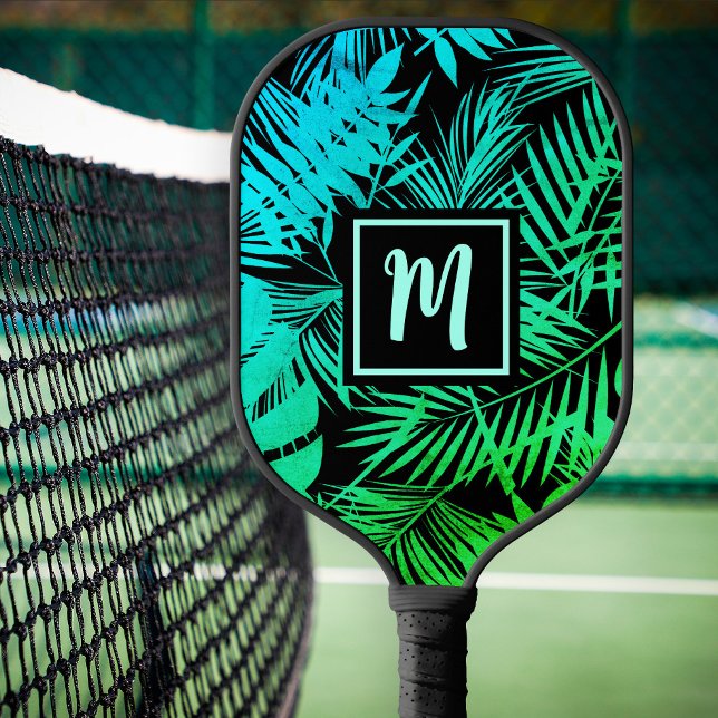 Palas De Pickleball Monograma tropical Palm Verde azulada de Ombre Ver (Subido por el creador)