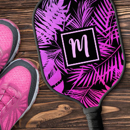 Palas De Pickleball Monograma Tropical Palma de Ombre Rosa Púrpura Mod