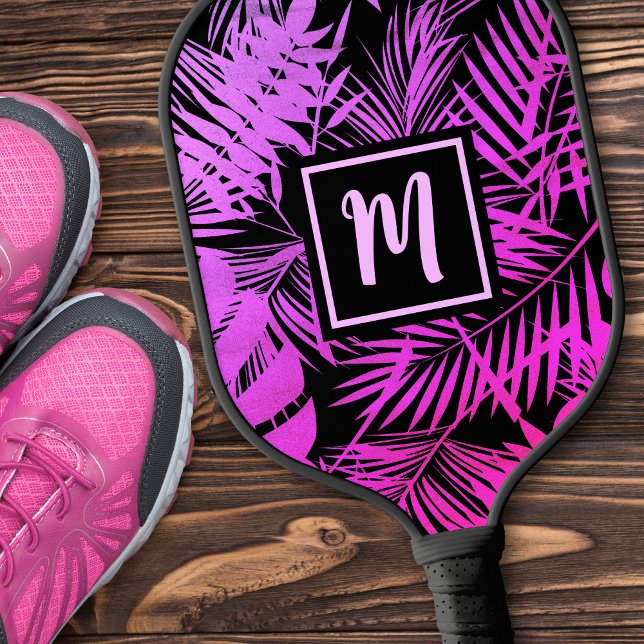 Palas De Pickleball Monograma Tropical Palma de Ombre Rosa Púrpura Mod (Subido por el creador)