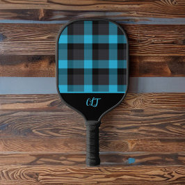 Palas De Pickleball Monograma turquesa oscuro y negro con guarnición d