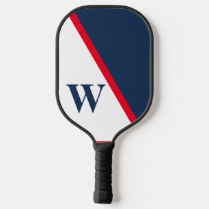 Palas De Pickleball Monograma Universitario Minimalista Rojo Blanco Az