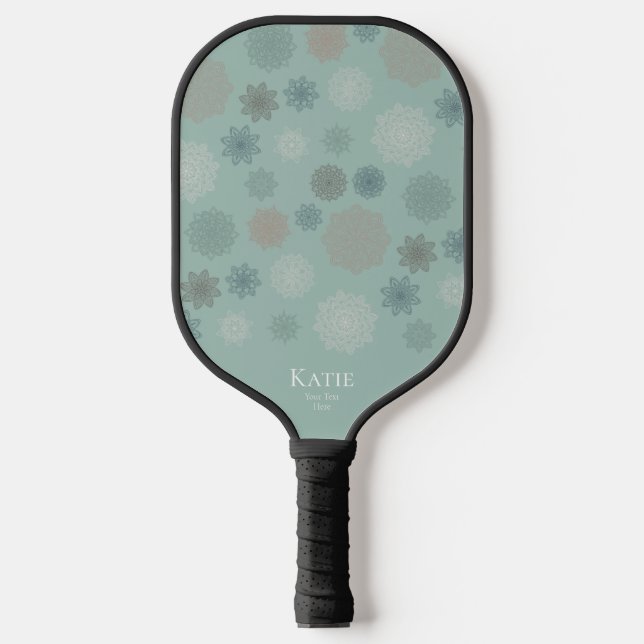 Palas De Pickleball Monograma verde Mandala blanca (Anverso)