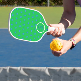 Palas De Pickleball Monograma verde Preppy Blue Pickleball
