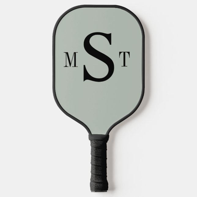 Palas De Pickleball Monograma verde sabio personalizado (Anverso)