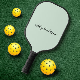 Palas De Pickleball Monograma verde simple Nombre completo