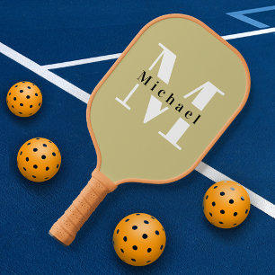 Palas De Pickleball Monograma Verde Sombra Moderno Simple Elegante