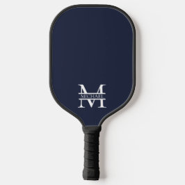 Palas De Pickleball Monograma y nombre azul elegante de la marina pers