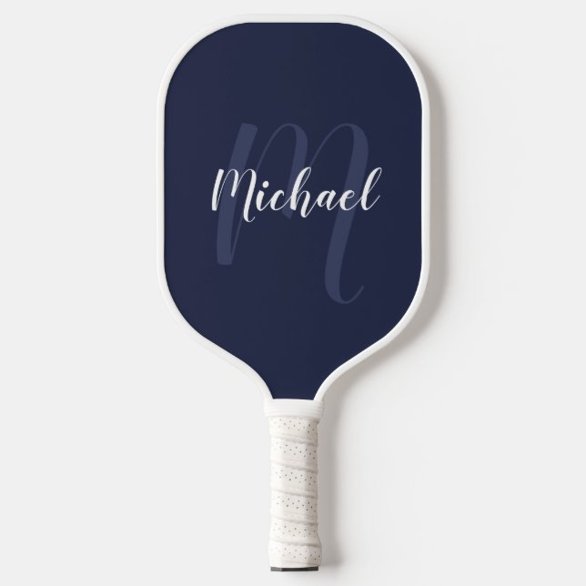 Palas De Pickleball Monograma y nombre de guión moderno personalizado (Anverso)