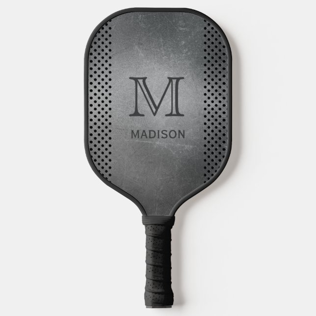 Palas De Pickleball Monograma y nombre falsos de personalizado Metaliz (Anverso)
