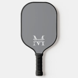 Palas De Pickleball Monograma y nombre Gris elegante y personalizado