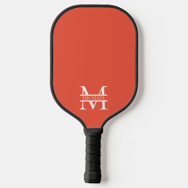 Palas De Pickleball Monograma y nombre Naranja elegante personalizado (Reverso )