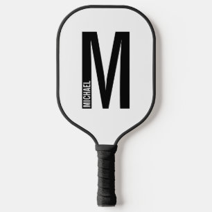 Palas De Pickleball Monograma y nombre negrita personalizado moderno