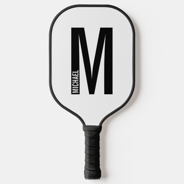 Palas De Pickleball Monograma y nombre negrita personalizado moderno (Anverso)