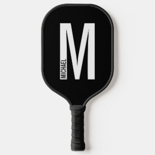 Palas De Pickleball Monograma y nombre negrita personalizado moderno
