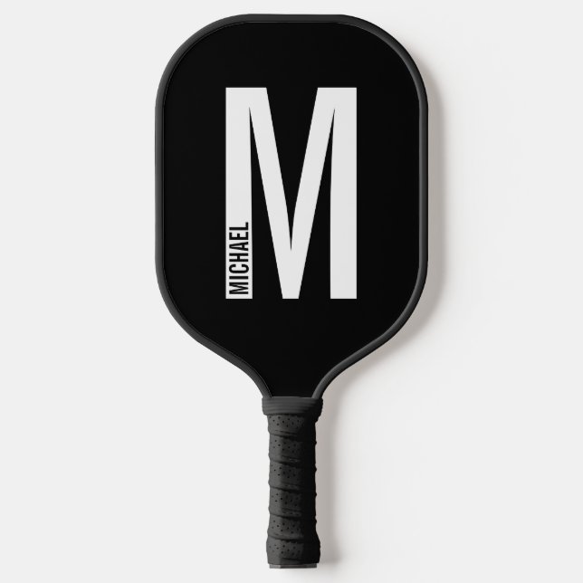 Palas De Pickleball Monograma y nombre negrita personalizado moderno (Anverso)