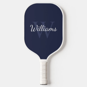 Palas De Pickleball Monograma y nombre personalizados del azul marino