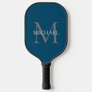 Palas De Pickleball Monograma y nombre personalizados Océano azul