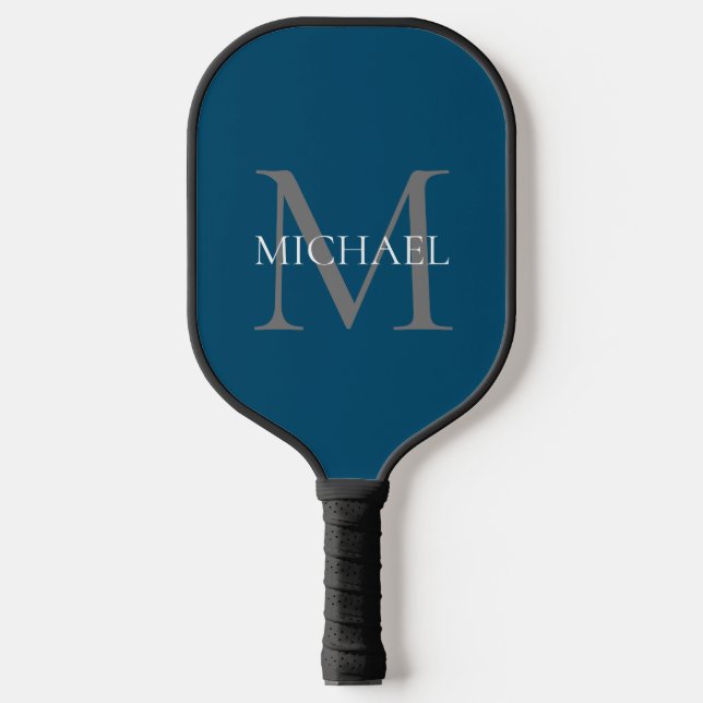 Palas De Pickleball Monograma y nombre personalizados Océano azul (Anverso)