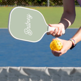 Palas De Pickleball Monograma y nombre personalizados verde sabio mode