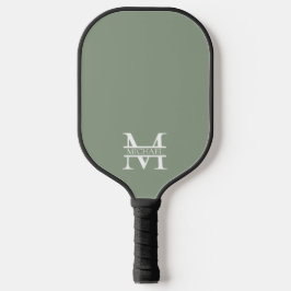 Palas De Pickleball Monograma y nombre verde elegante y personalizado