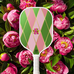 Palas De Pickleball Monogramado de arglos rosados y verdes de moda