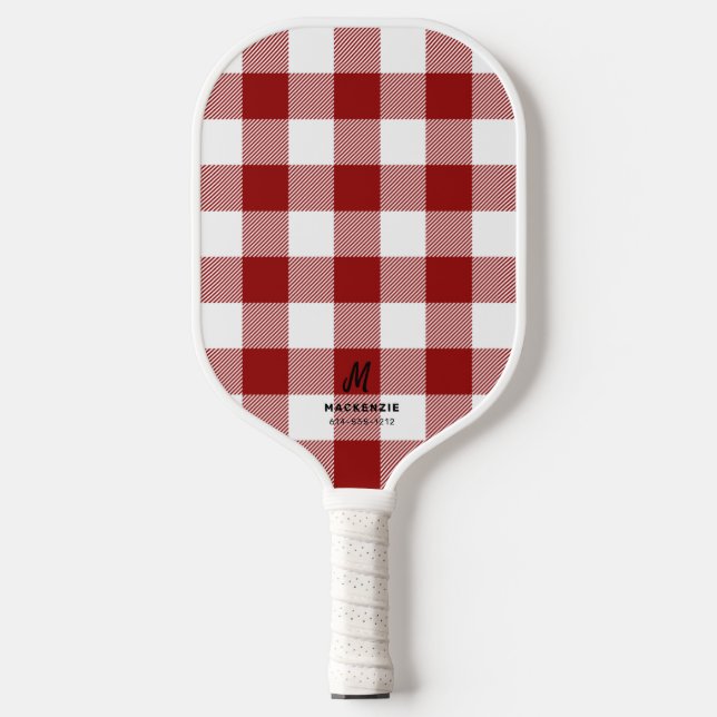 Palas De Pickleball Monogramado de búfalo blanco rojo (Anverso)