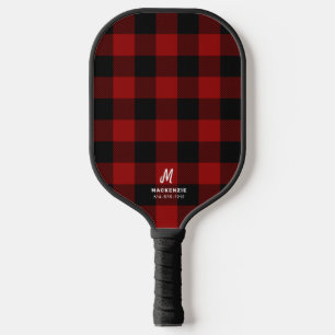 Palas De Pickleball Monogramado de búfalo negro rojo