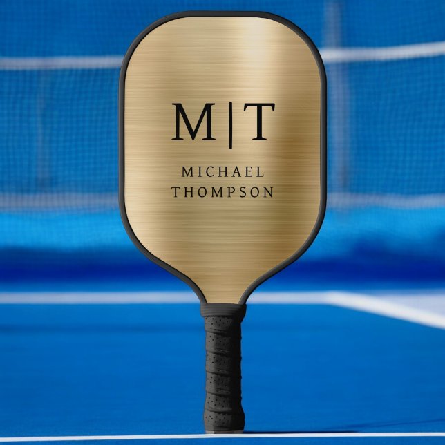 Palas De Pickleball Monogramado de oro cepillado metálico elegante mod (Subido por el creador)