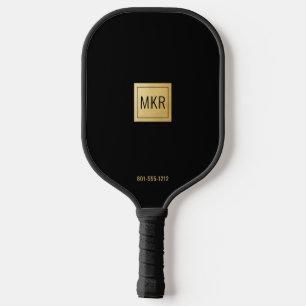 Palas De Pickleball Monogramado Gold Black Square