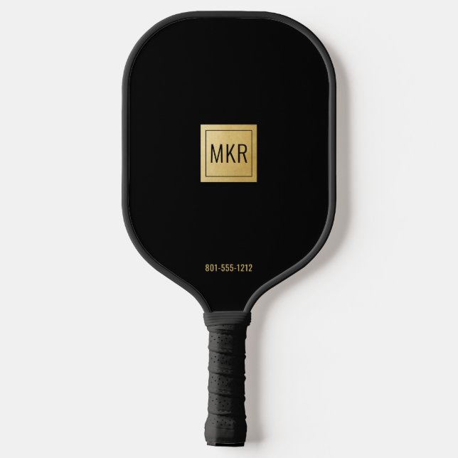 Palas De Pickleball Monogramado Gold Black Square (Reverso )