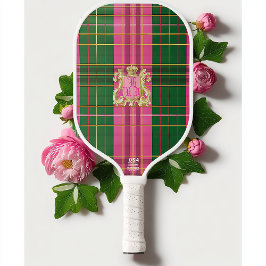 Palas De Pickleball Monogramado rosa y verde perrito