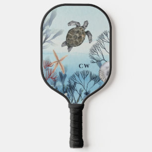 Palas De Pickleball Monogramo de tortuga marina