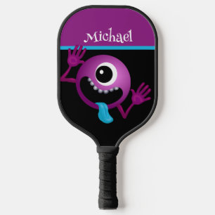 PALAS DE PICKLEBALL MONSTRUO DE DIBUJO ANIMADO DIVERTIDO CON NOMBRE