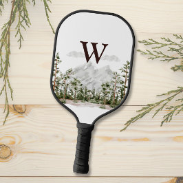 Palas De Pickleball Montaña y bosque de acuarela monogramada