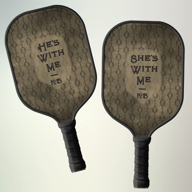 Palas De Pickleball Moody Sepia Nombre Personalizado Aniversario Par d (Subido por el creador)