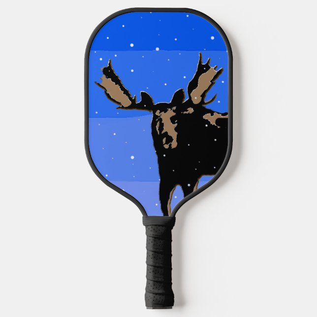 Palas De Pickleball Moose in Winter - Original Wildlife Art (Anverso)