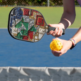 Palas De Pickleball Mosaico cuadrado gigante esmeralda dorado marfil r