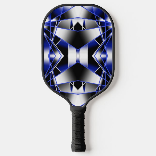 Palas De Pickleball Mosaico de dibujo mecánico de gradiente azul relle (Anverso)
