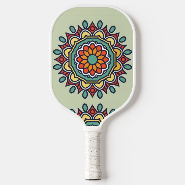 Palas De Pickleball mosaico de flores, Mandala-Pattern (Anverso)