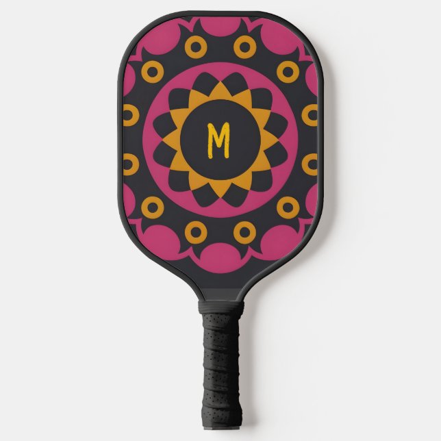 Palas De Pickleball mosaico oscuro, nombre personalizado (Anverso)
