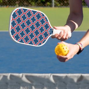 Palas De Pickleball Mosaicos marroquíes azules y rojos, Entramado, Cua