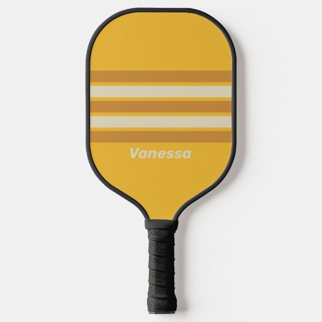 Palas De Pickleball Mostaza Retro Sunshine a través de bandas con nomb (Anverso)