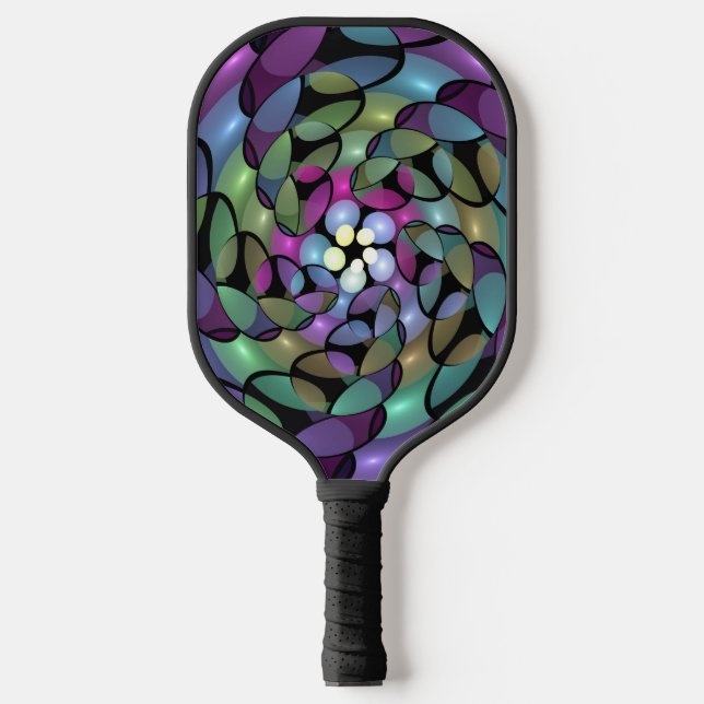 Palas De Pickleball Movimientos coloridos Resumen Arte Fractal Trippy (Anverso)
