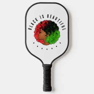 Palas De Pickleball Mujer niña negra panafricana orgullo afro verde ro