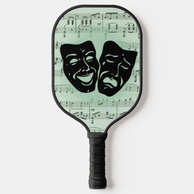 Palas De Pickleball Música verde y máscaras griegas de teatro (Anverso)