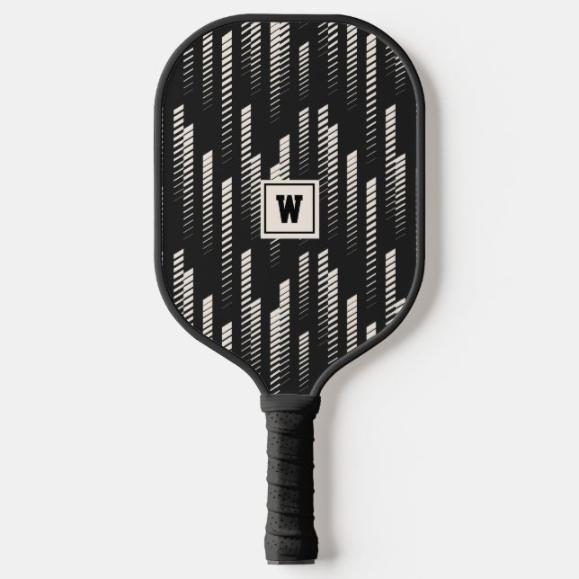 Palas De Pickleball Muy de moda negro abstracto geométrico raya monogr (Anverso)